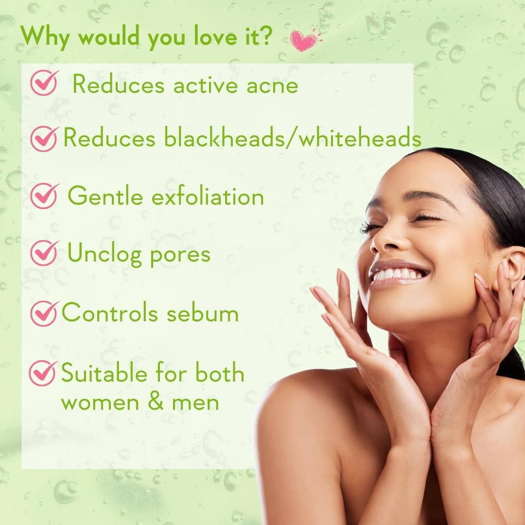 WishCare Salicylic Face Wash with AHA, Green Tea, Chamomile & Tea Tree – Gentle Cleanser for Oily Skin, 100ml