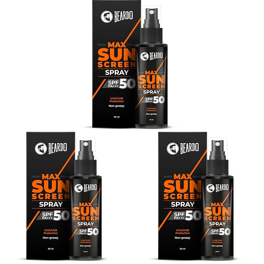 Beardo Max Sunscreen SPF 50 & PA+++ Spray for Men | Non-greasy Sunscreen for Men | Easy Application Sunscreen Spray | Sunscreen For Oily Skin | UVA UVB Protecti