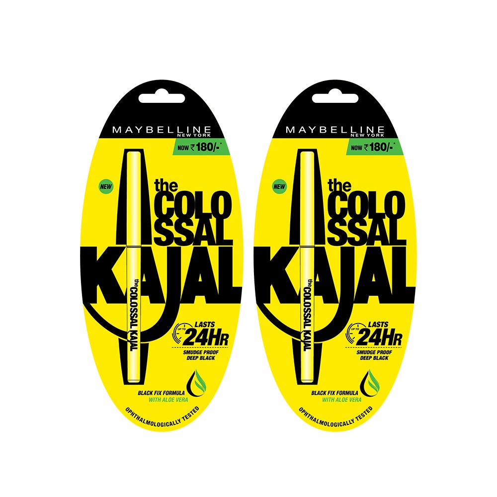 Maybelline Colossal Kajal Pencil, Black, (Pack Of 2) Matte Finish