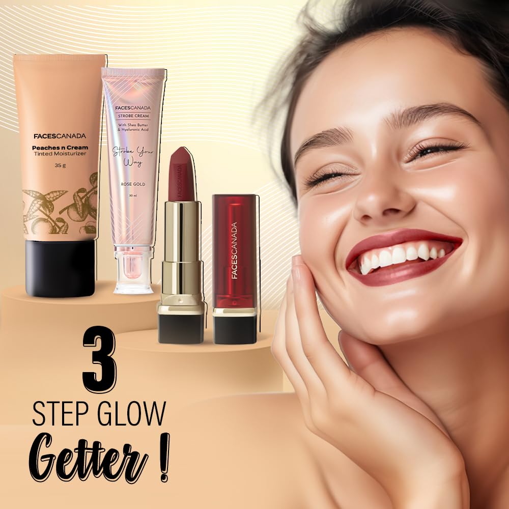 FACES CANADA Peaches N Cream Tinted Moisturizer - Light 01, 35 g | Soft Peachy, Natural Glow | Lightly Tinted BB Cream | Non Oily Lightweight Gel Formula | Blen