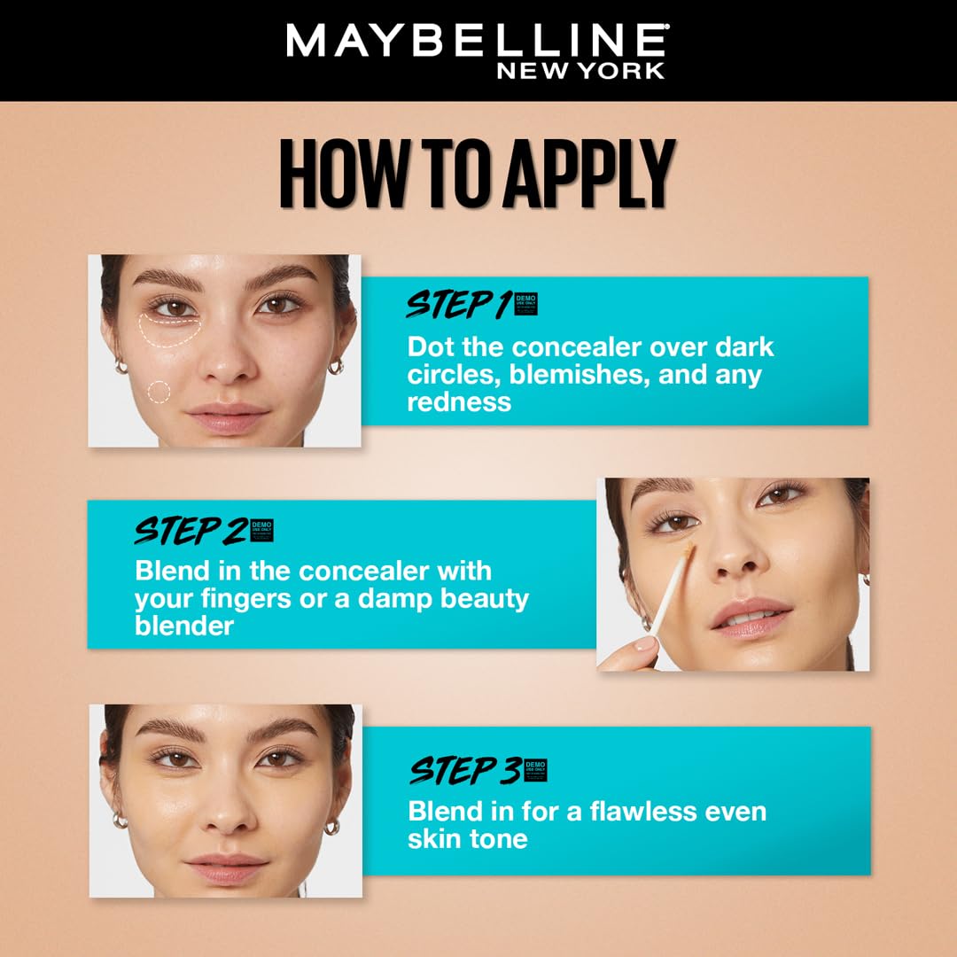 Maybelline New York Fit Me Concealer, Oil free Liquid conceals dark circles, redness, flaws, and blemishes. Fit Me suits oily skin & dry skin - Fair|6.8ml