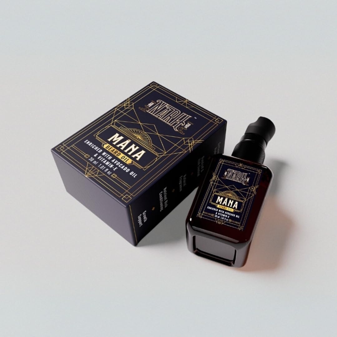 NARH MANA | Premium Beard Oil | All-Natural Grooming Oil with Oud Fragrance | Non-Sticky, Hydrating, Beard Nourishing Formula | Enriched with Jojoba, Avocado Oi