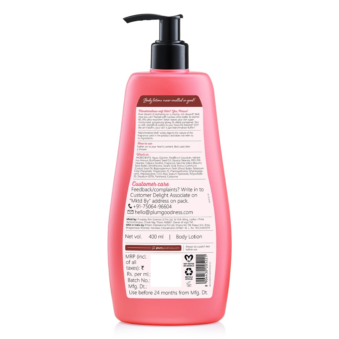 Plum BodyLovin' Marshmallow Melt Body Lotion, Shea Butter & Vitamin B5 For Deep Moisturization, Non-Greasy, Soft & Glowing Skin, For Dry to Very Dry Skin, Cozy