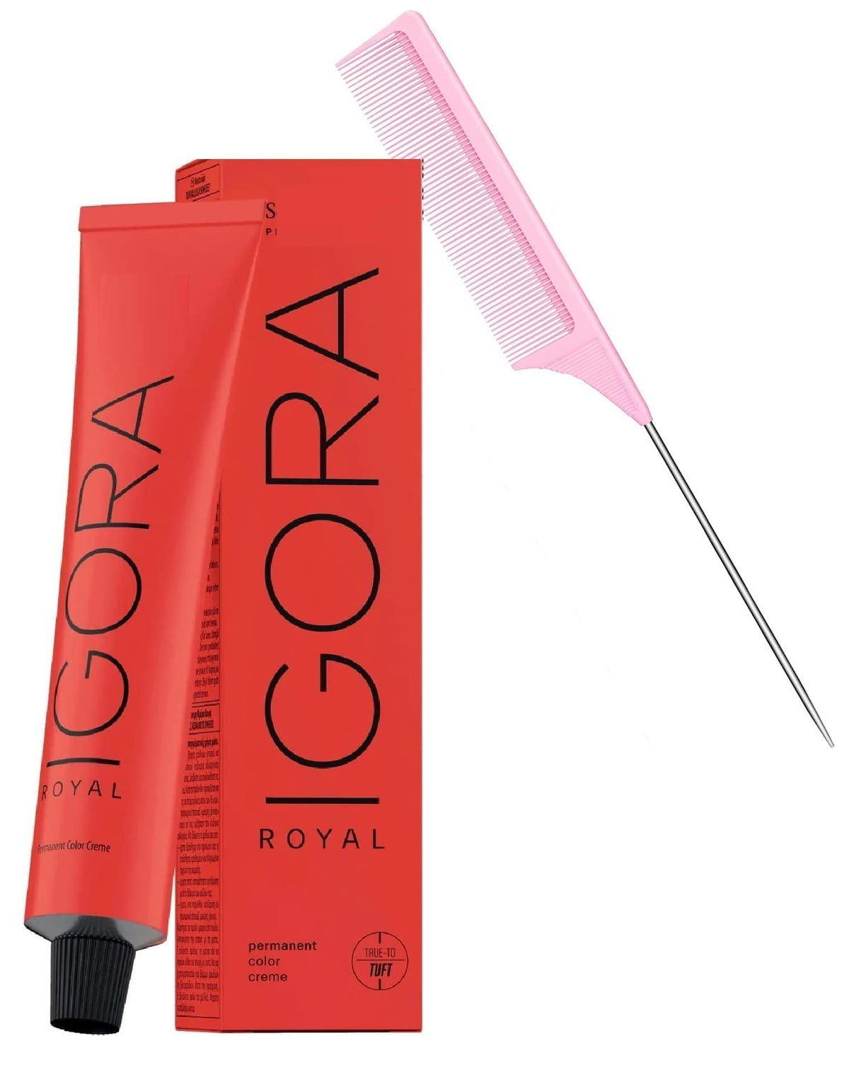 0-22, IGORA ROYAL by Schwarzkapf Professional PERMANENT Creme Hair Color Dye, 100% Coverage Cream Haircolor, 2027-2028 Version (w/SIeekshop PINK Comb) (0-22 Ant