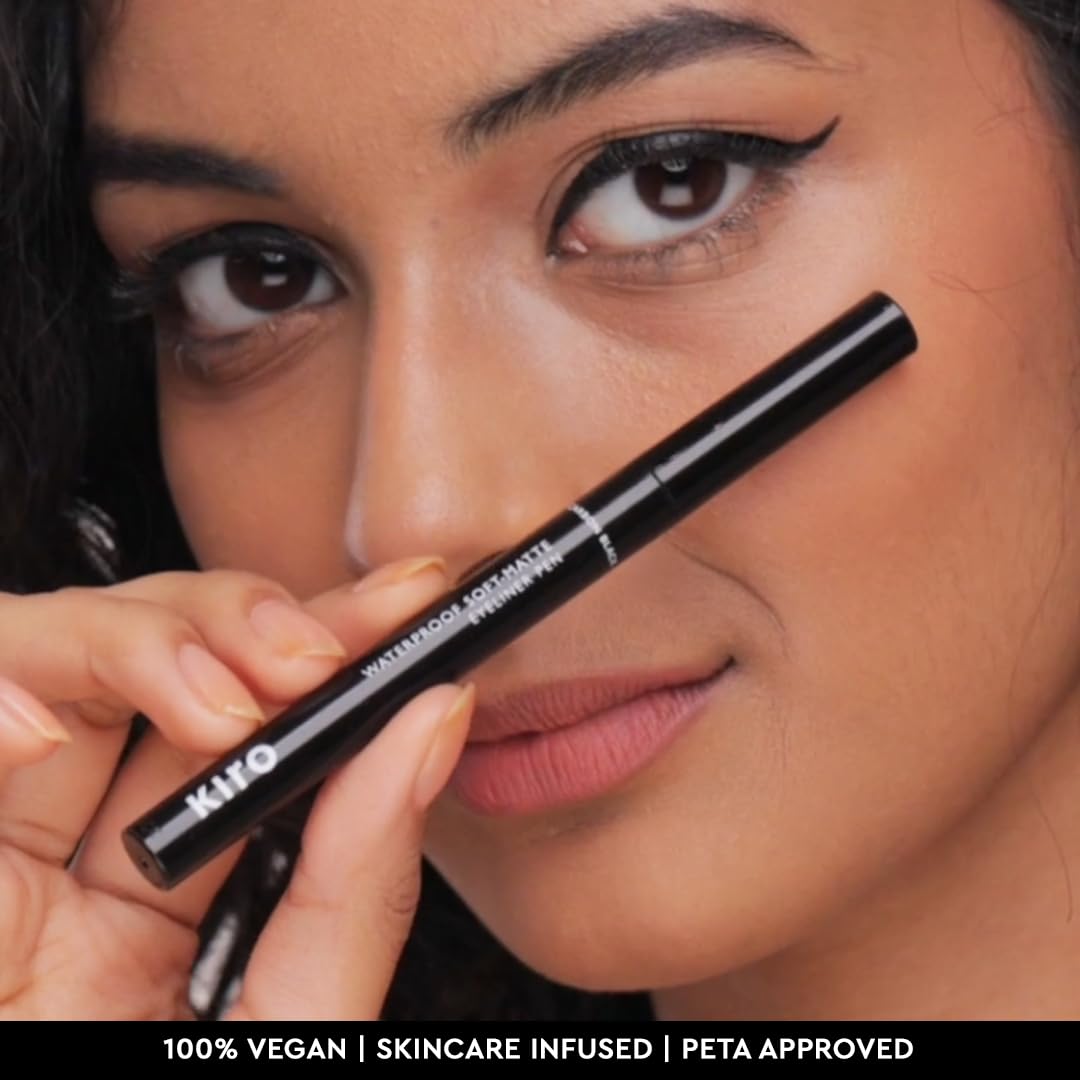 Kiro Waterproof Soft-Matte Eyeliner Pen, Carbon Black, 1.1 ml, Smudgeproof Eye liner, Matte Pen Eyeliner, Vegan, No Parabens, Liquid Eye Pen, 24 Hour Stay On, Non Toxic Liner for Eye