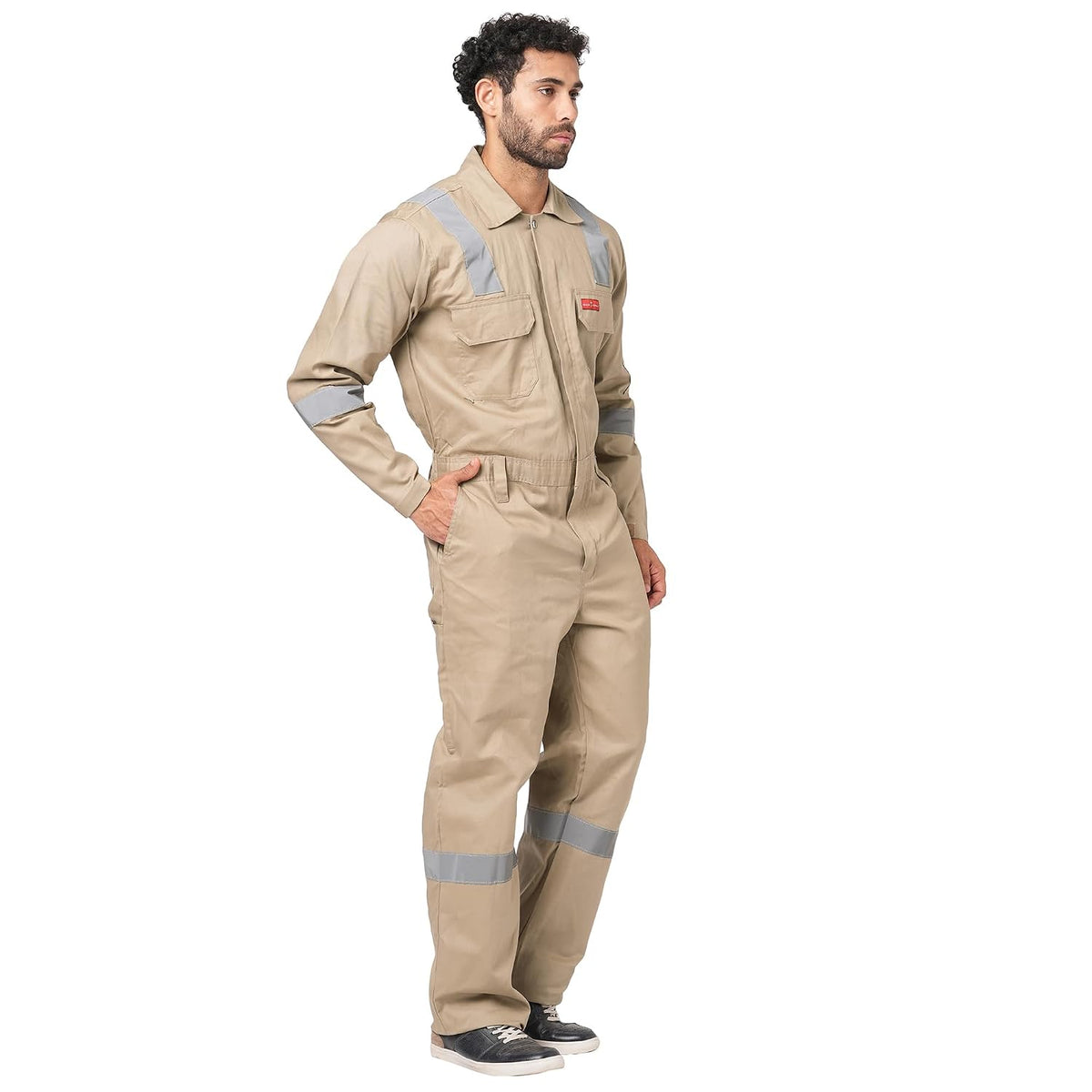 Men's 100% Cotton Industrial Boiler Suit Workwear Coverall with Multiple Pockets and High Visibility Reflective Tape, Smart Fit, 200 GSM, Navy Blue, Size 50 (5X