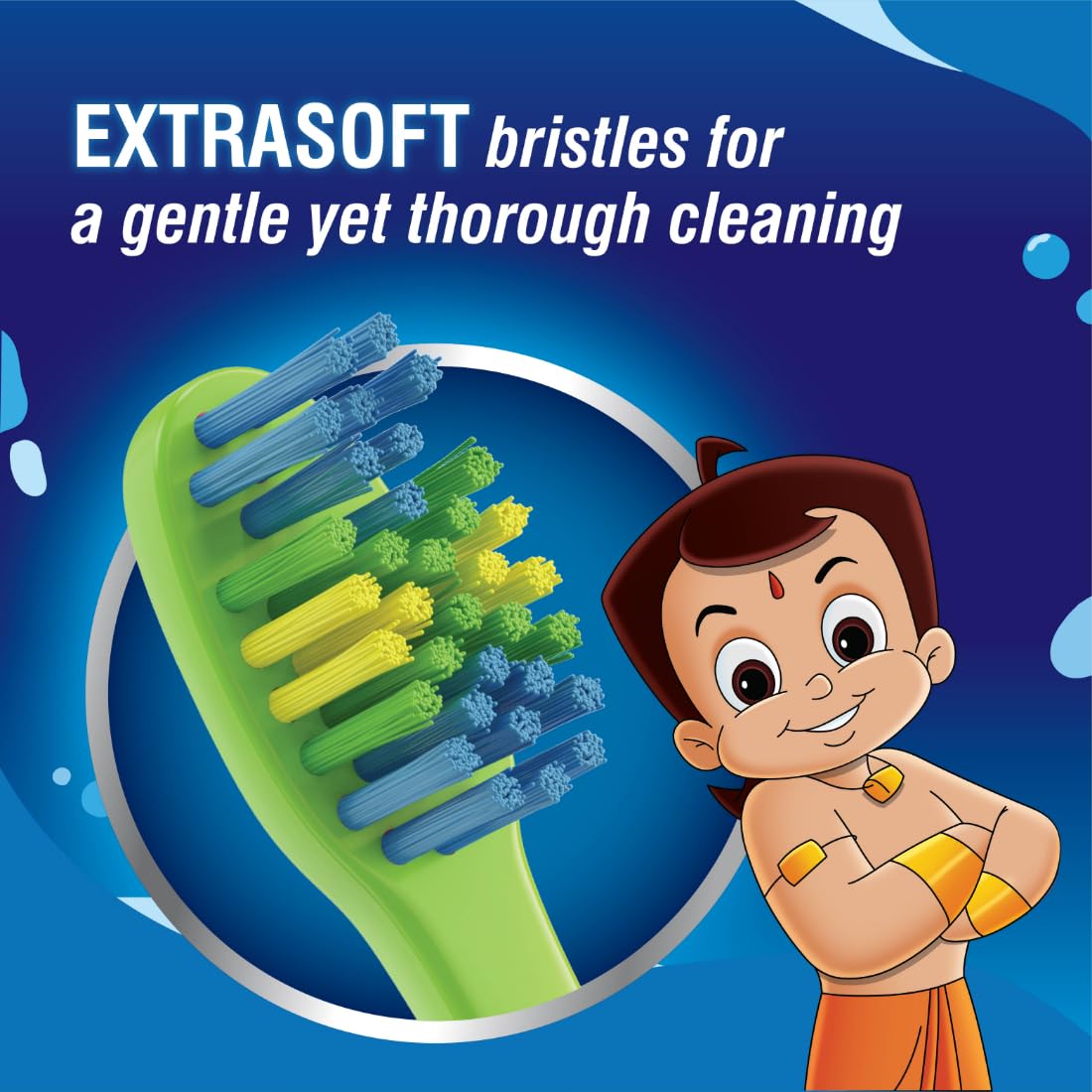 Oral-B Kids Chhota Bheem Manual Toothbrush, Extra Soft Bristles, Easy To Hold Handle Pack Of 3 (Age 2+), Multicolour Multicolour 3 count (Pack of 1)