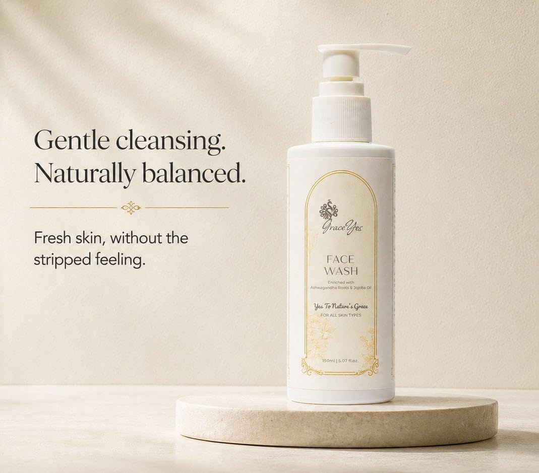 Herbal Face Wash for Dry & Sensitive Skin - Sulphate-Free Cleanser with Ashwagandha, Licorice & Jojoba | For Dull Skin & Tightness After Washing | Gentle Daily