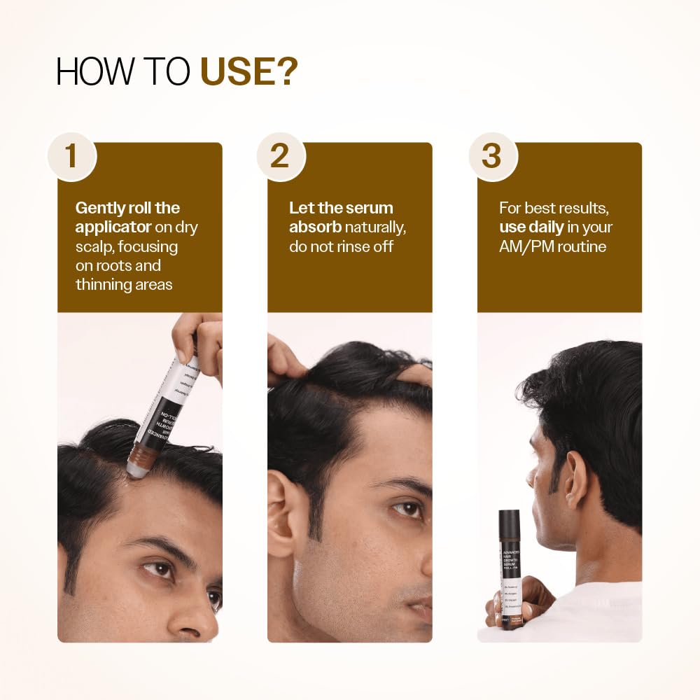 Bare Anatomy Advanced Hair Growth Serum Roll-On | Women & Men | 25ml Hair Growth Serum Roll-On 25 ml (Pack of 1)