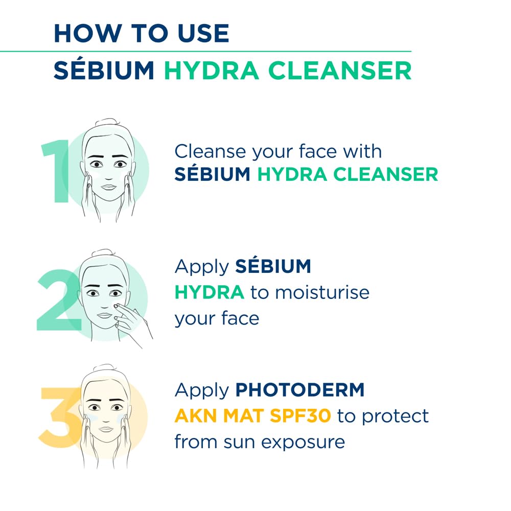Bioderma Sebium Hydra Cleanser with Glycerin | Friction-Less Cleansing | 24H Comfort and Hydration | Acne Prone Sensitive Skin, 200 ml