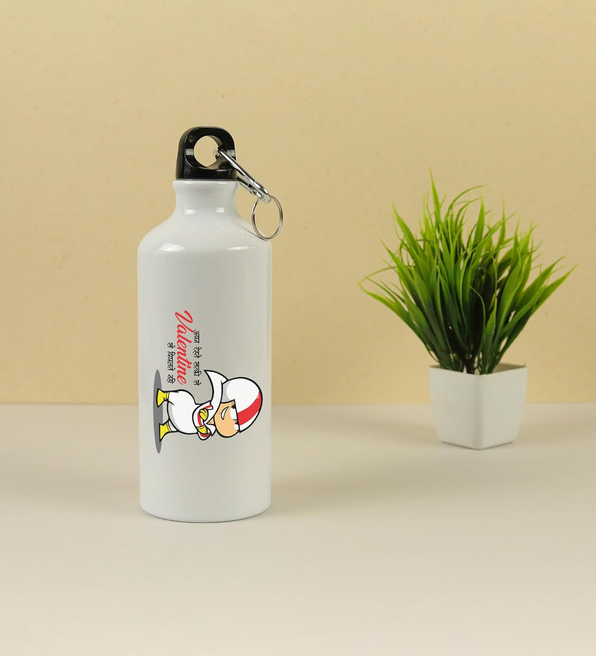 Valentine's Doesn’t Matters: Aluminium Sipper Bottle With Holding Hook, Gift For Singles