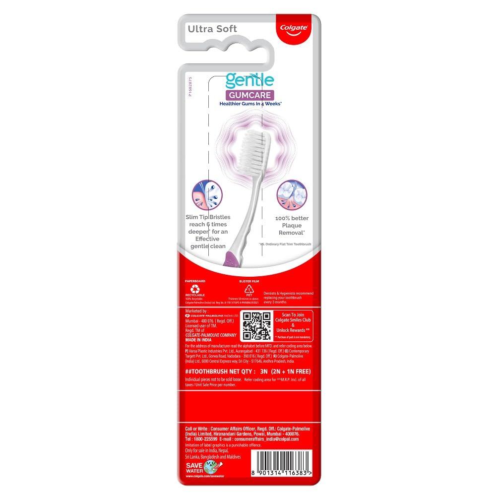 Colgate Gentle Gumcare Toothbrush Set | Soft Bristles | Gum Care - 3Pcs