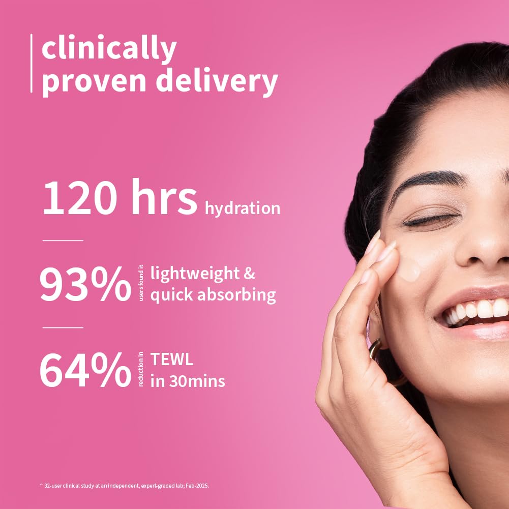 Plum 1% Hyaluronic Acid & Bulgarian Rose ​Dew-It-Light Gel Moisturizer Cream​ 50g | 120 hrs Multi-Layer Hydration | Retains Moisture | Light, Oil-Free, Non-Grea