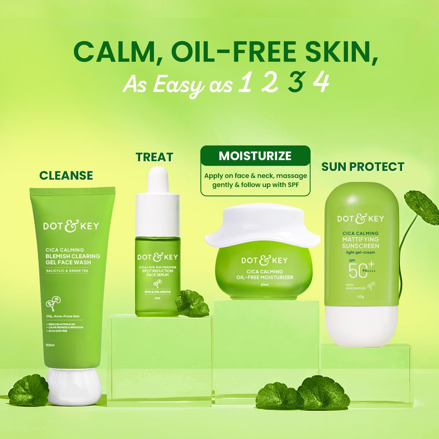 Dot & Key Niacinamide + CICA (Centella) Oil Free Moisturizer | Lightweight Face Cream for Oily, Sensitive & Acne Prone Skin | Fades Dark Spots, Blemishes & Soothes Redness | 60ml Jar