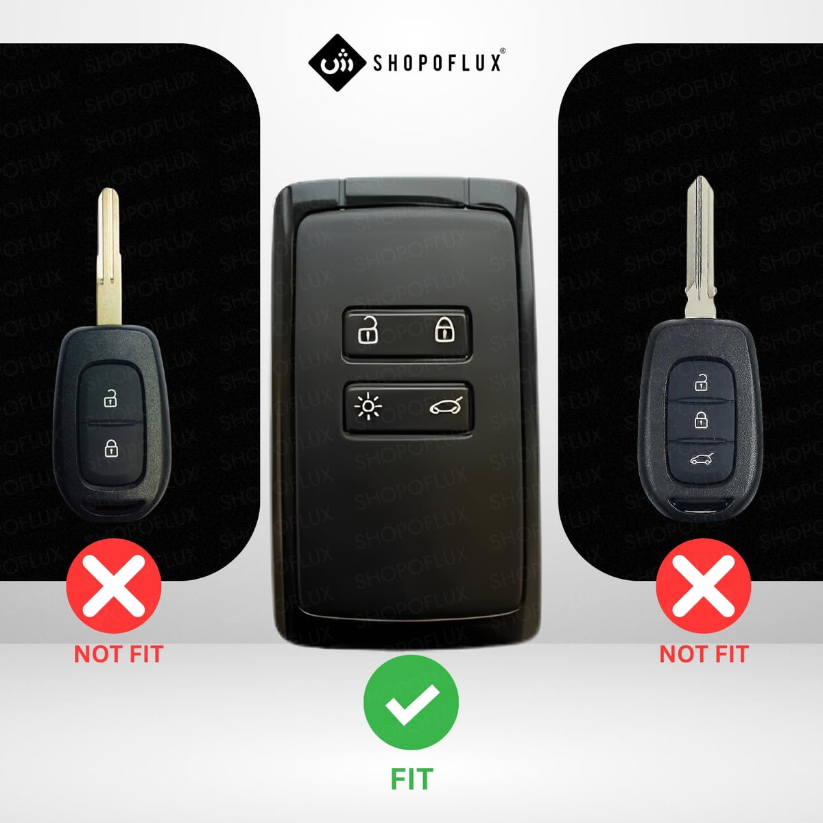 Shopoflux® TPU Key Cover Compatible with Renault Triber | Kiger | Duster | Gravite | Nissan Tekton 4 Button Smart Key (Black & White Pack of 2)
