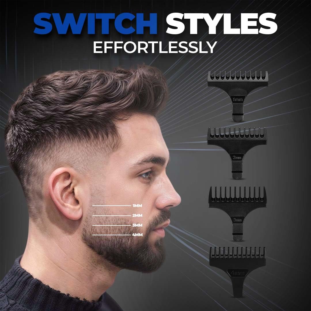 Beardo EZ Ape-X Beard Trimmer for Men | Trimmer for Gen Z | 110 Mins Runtime | 7000 RPM Powerful Motor | Multiple Length Settings | Durable Trimmer Black Apex E