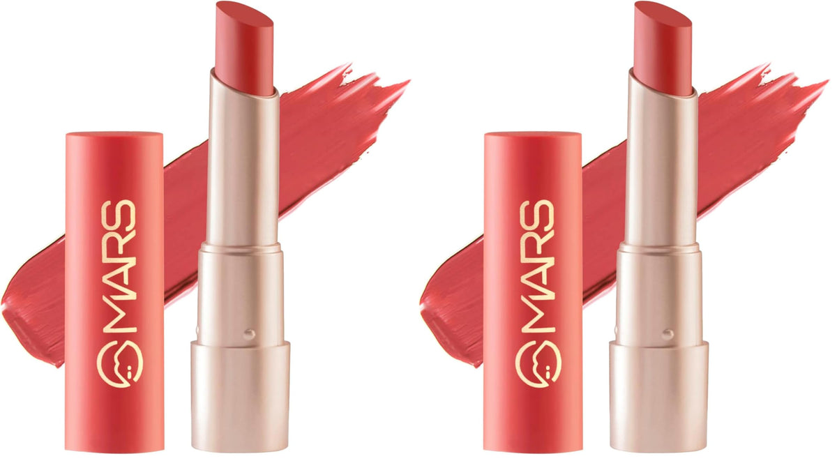 MARS Creamy Matte Long Lasting Lipstick for Women | Creamy Lipstick | Single Swipe Application | Smooth & Light Weight (3.2 gm) (01-Kathak Kween) (Pack of 2)