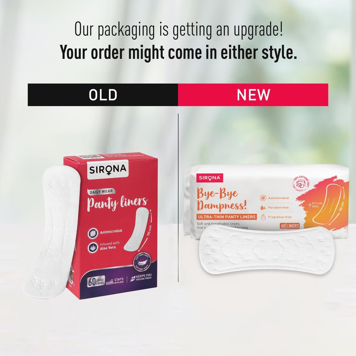 Sirona Panty Liners for Women | Daily Liners for Vaginal Discharge, Spotting & Moisture | Aloe Vera Infused Topsheet | Ultra-Thin 1 mm | Dermatologically Tested