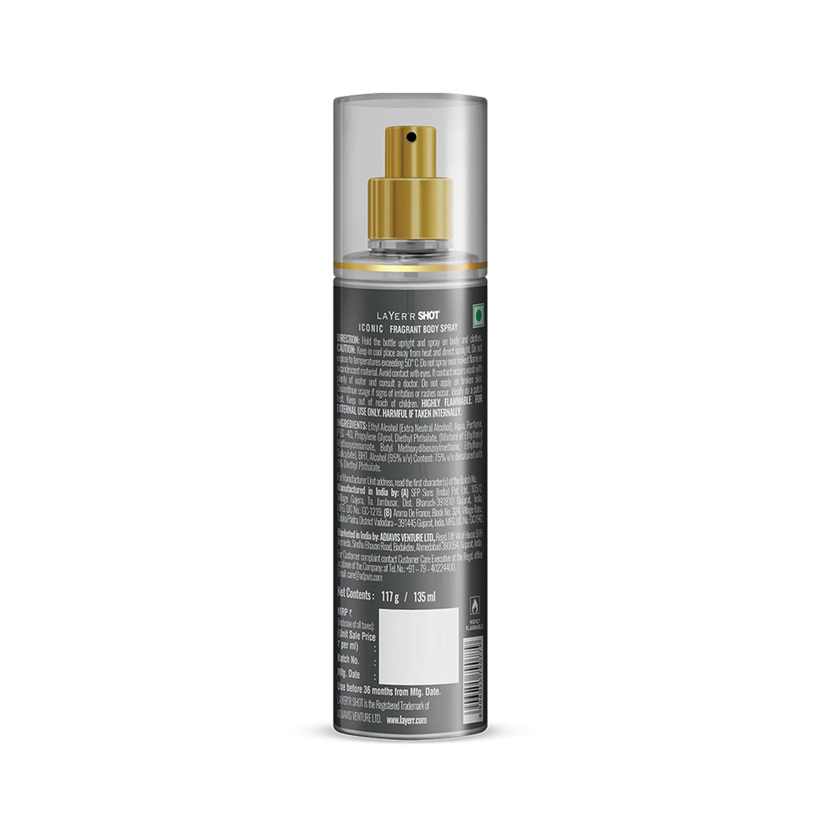 Layer'r SHOT Gold Iconic Deodorant Body Spray for Men 135ml 135 ml (Pack of 1)