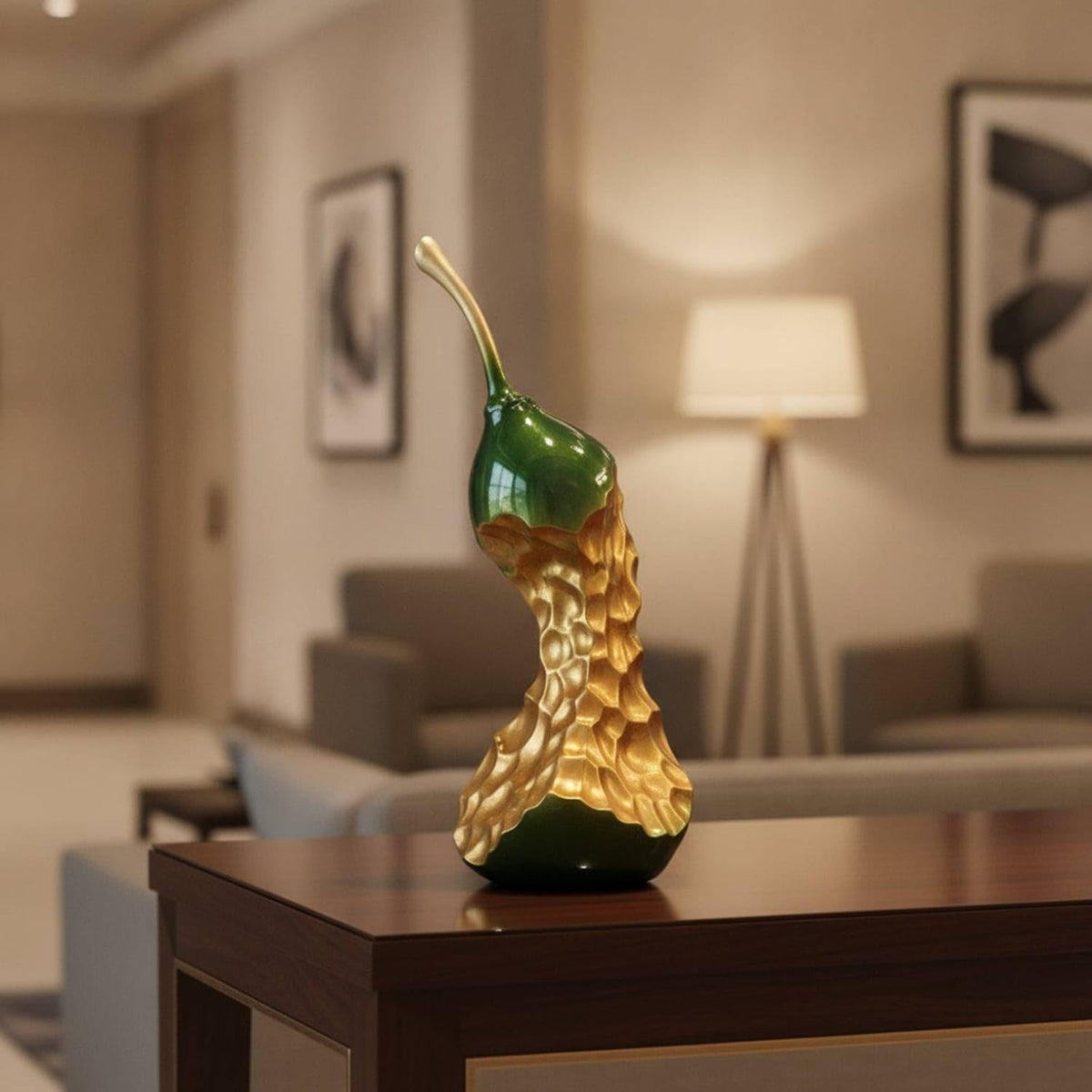 CLOVRIX® Glossy Pear Ornament Sculptural Pear Sculpture Elegant Tabletop Decor Modern for Living Room, Entryway, Office, Red, 12-12-32cm| Decorative Fruit & Veg