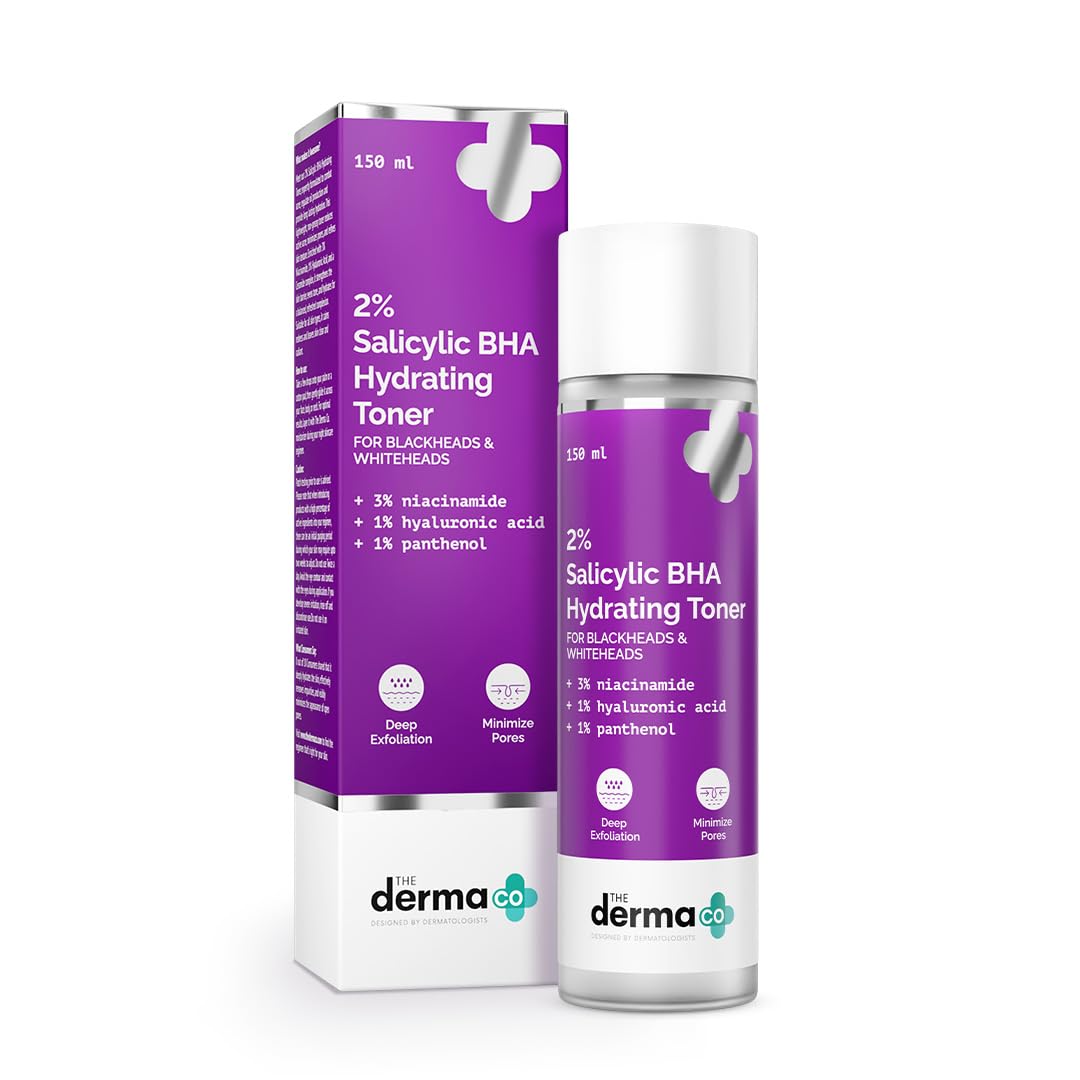 The Derma Co. 2% Salicylic BHA Hydrating Toner | BHA Liquid, Facial Exfoliant-Removes Blackheads & Whiteheads | Unclogs & Minimizes Pores | Hydrating Formula |