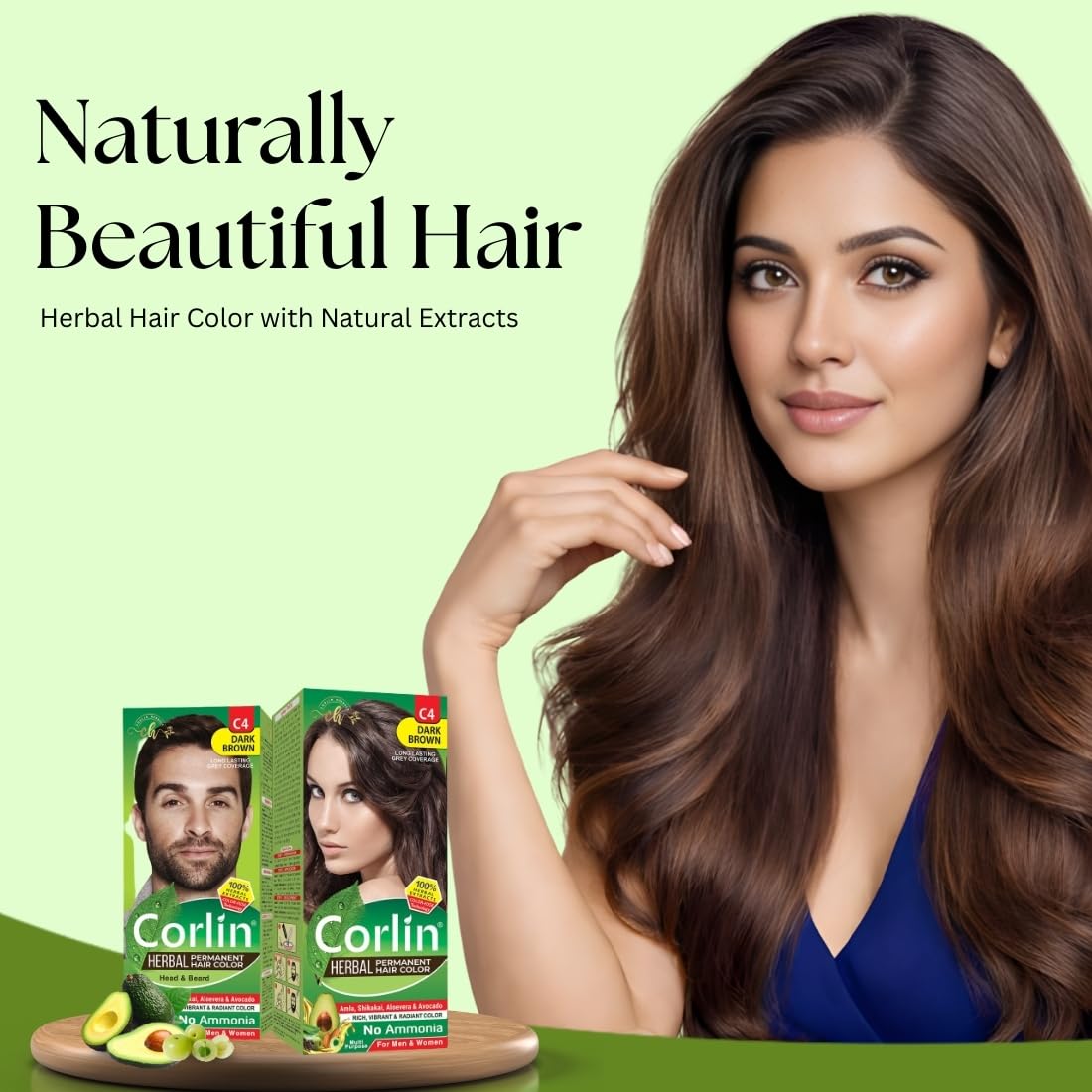 Herbal Permanent Hair Color Cream Dark Brown C4 (100g X 2pcs), Hair Dye Cream, Even-Looking Finish, Men And Women