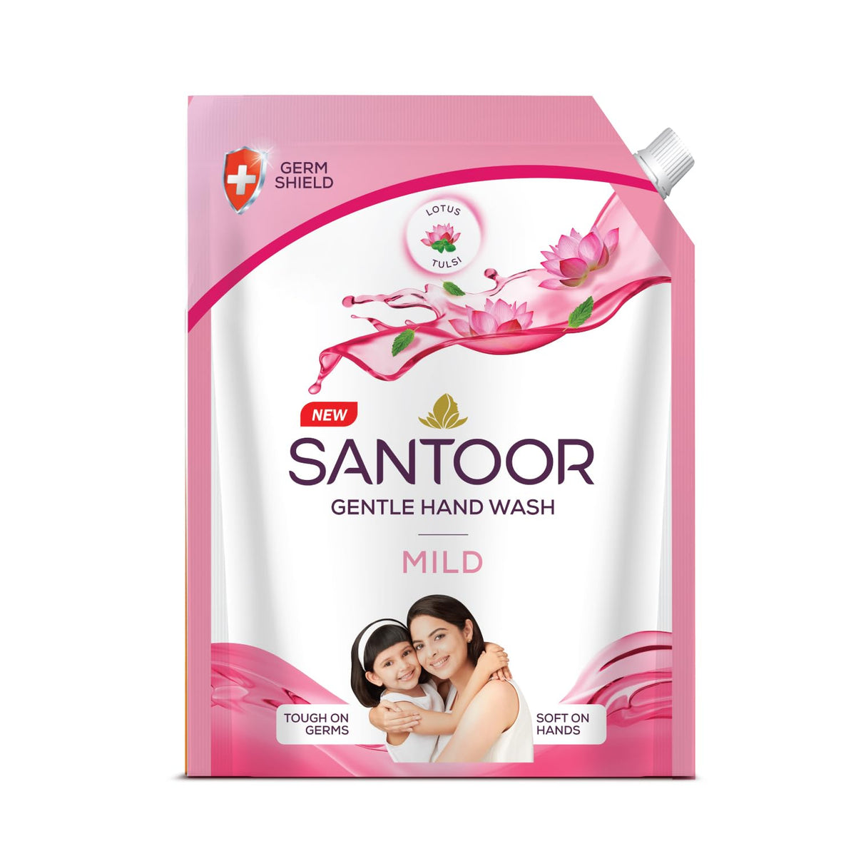 Santoor Mild Gentle Hand Wash 1200ml with Goodness of Lotus & Tulsi| Rich Lathering Formula with Anti-Bacterial Properties| Soft on Hands| Soothes & Hydrates Sk