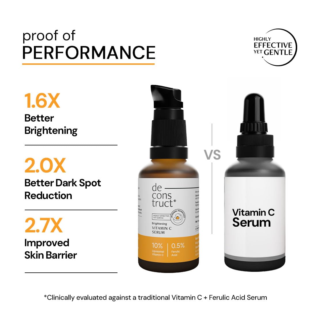 Deconstruct 10% Vitamin C Serum for Brightening| Powered by Liposomal Technology for Visible Glowing Skin|Targets Dull & Uneven Skin Tone |For Oily Skin| Co-Created With Dermatologists| Non-Irritating | 30ML