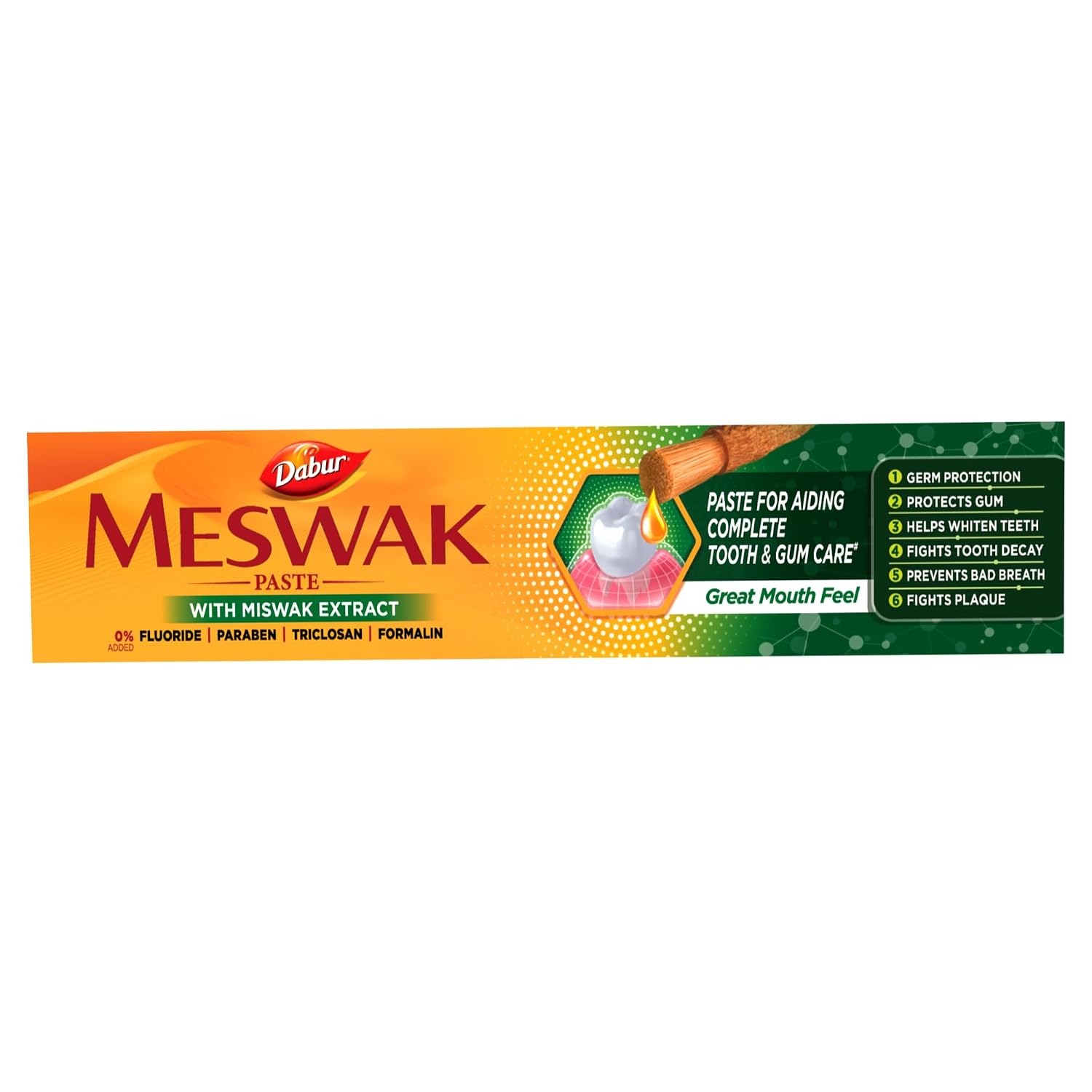 Dabur Meswak Complete Oral Care Toothpaste - 100g| For Tooth Decay Prevention, Stain Removal, Cavity Protection, Tartar Control, Gum Protection, Plaque Removal, Anti-Bacterial