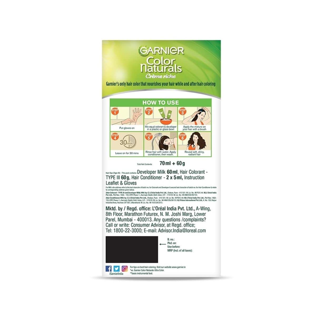 New Garnier Color Naturals with Keratin Shade 3 Darkest Brown SHADE 3, DARKEST BROWN (Pack of 1)