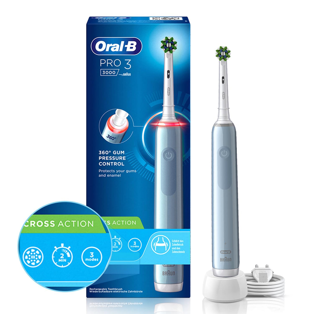 Oral-B Pro 3 Rechargeable Rotating Electric Toothbrush For Adults & Original Precision Clean Electric Toothbrush Soft Replacement Brush For Vitalty,Pro,Smart Se