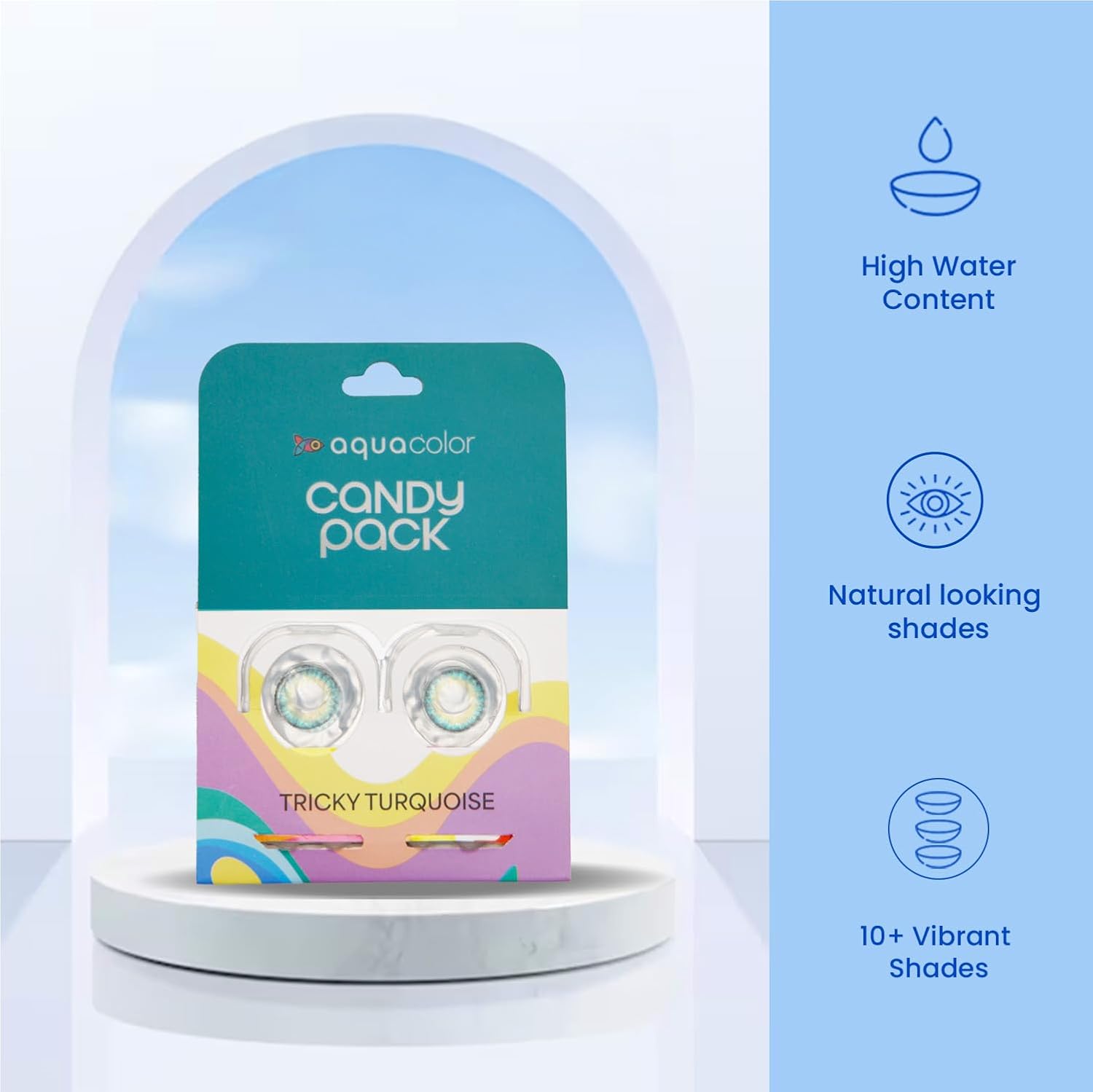 Aquacolor Tricky Turquoise Candy Pack Zero Power Colored Lenses (2 Lens/Box)