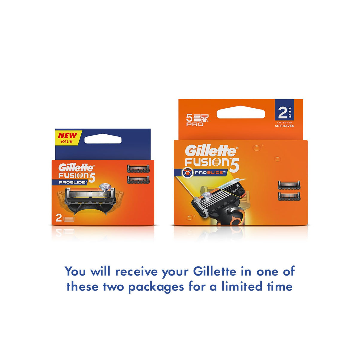 Gillette Fusion Proglide Blades for men with styling back blade - 2 count for Perfect Shave and Perfect Beard Shape 2s Pack Shaving Blade