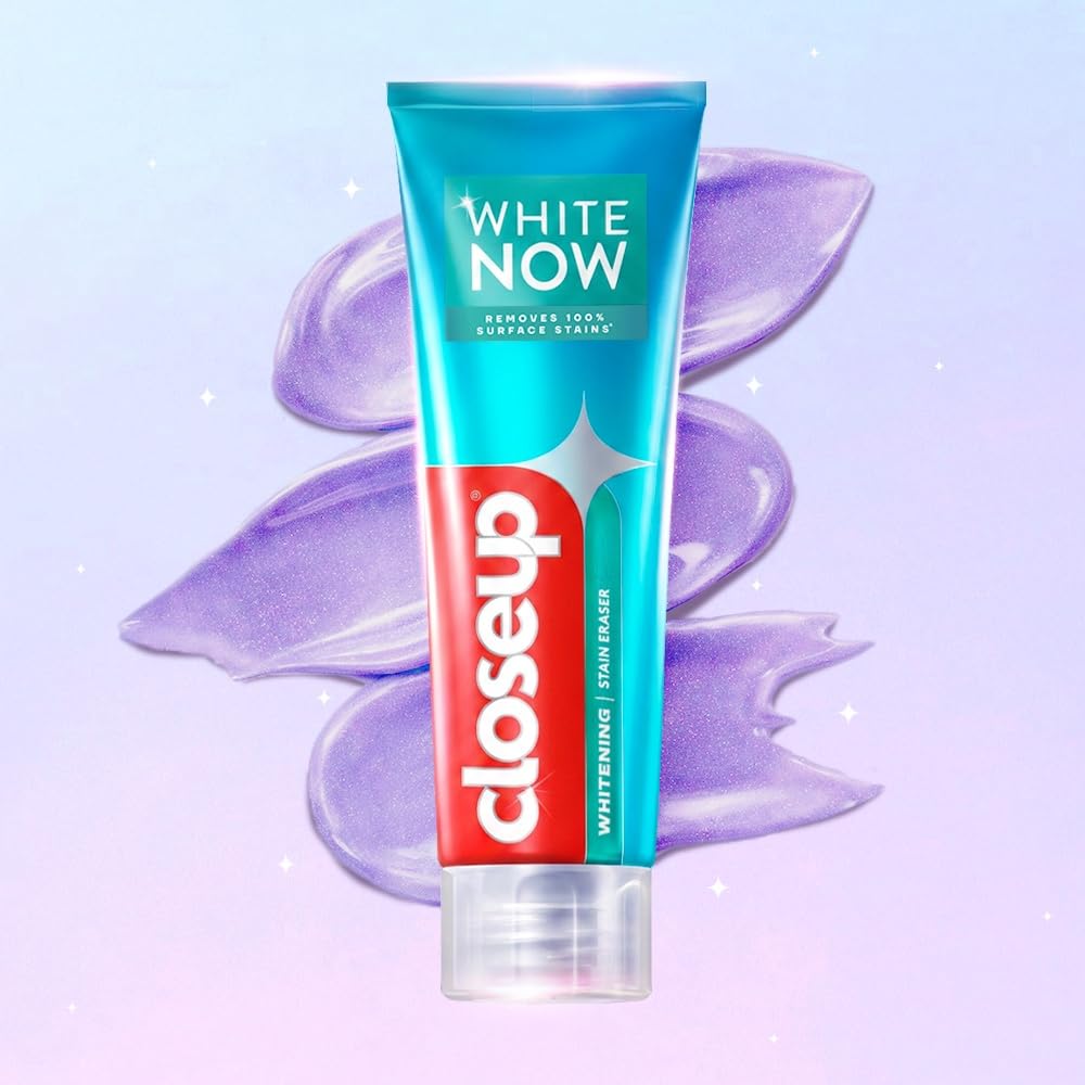 Close Up White Now Stain Eraser toothpaste for Teeth Whitening | Removes 100% surface stains to whiten teeth| Minty Fresh | Enamel safe & for daily use 100g