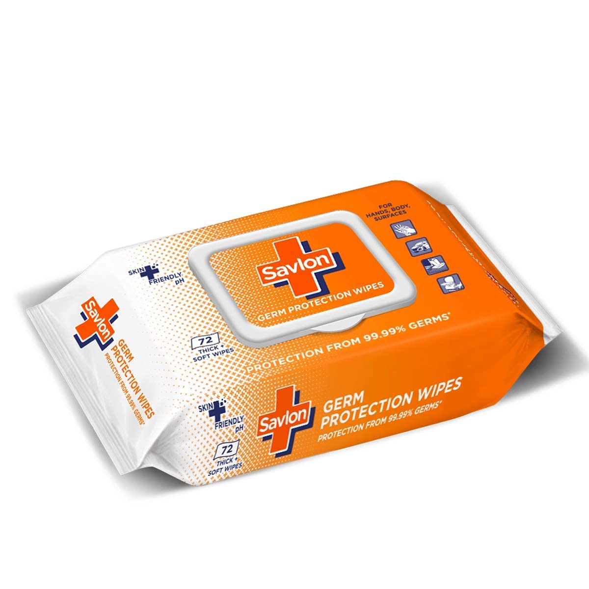 ITC Savlon Germ Protection Multipurpose Thick & Soft Wet Wipes Fliptop Lid 72 Count | Thick & soft | 99.99% Germ Protection | For Skin & Surface | Fresh Fragran