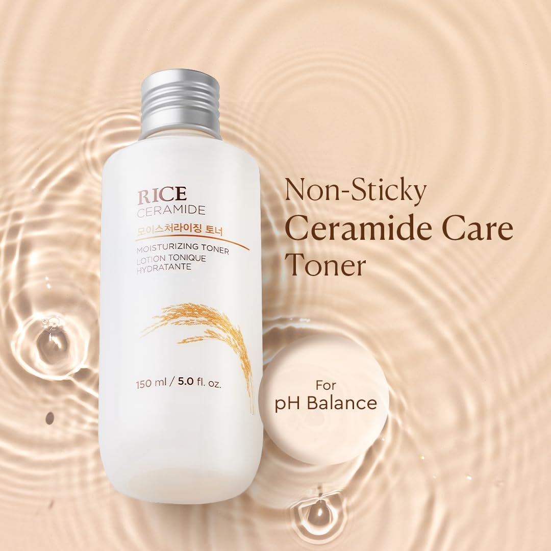 The Face Shop Rice & Ceramide Moisturizing Face Toner Enriched With Rice Extracts To Brighten The Skin | Suits All Skin Types | Hydrating Milky Face Toner For G