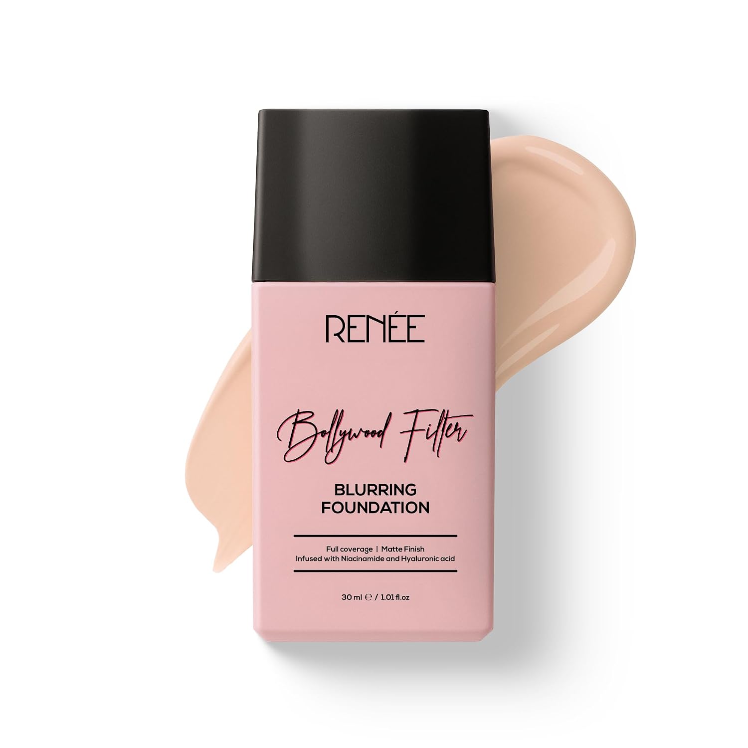RENEE Bollywood Filter Blurring Liquid Foundation - Biscoff Blur | Full Coverage, Matte Finish | Blurs Pores & Blemishes | Hydrates & Evens Skin Tone | with Niacinamide & Hyaluronic Acid | 30ml