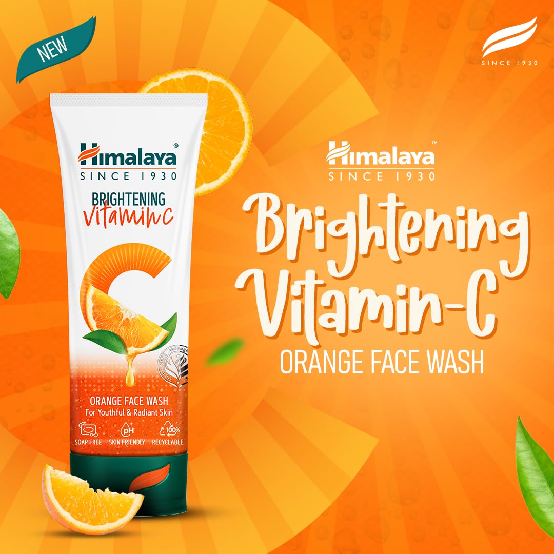 Himalaya Brightening Vitamin C Orange Face Wash | Vitamin C & Niacinamide | Brightness for Youthful Radiant Skin | Soap Free | Dermatologically Tested | 100ml 1