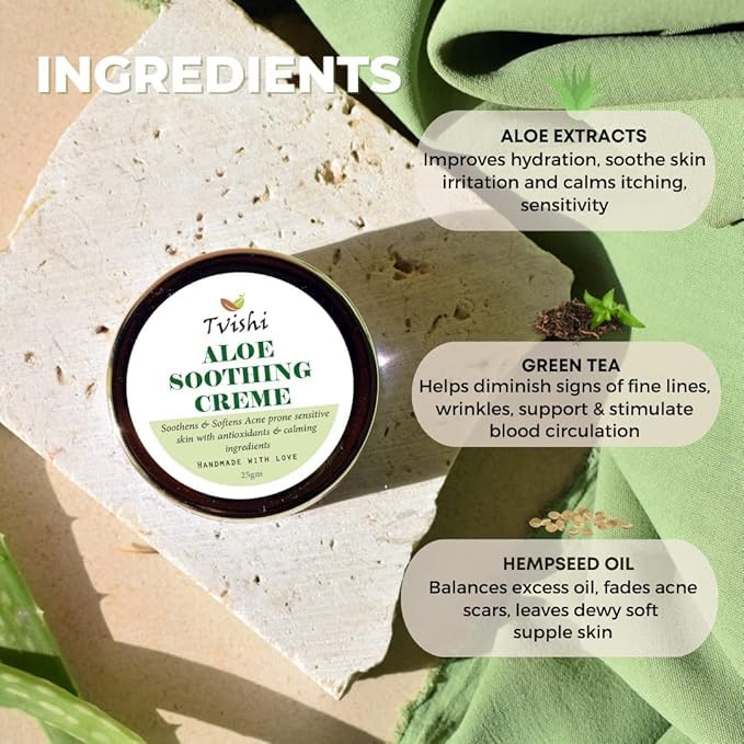 Aloe Soothing Cream - 25 gms I Face Moisturiser | Reduces Skin Dullness | Soothing Moisturizer | For Soft & Glowing Skin | Moisturizer Cream for Men & Women | F