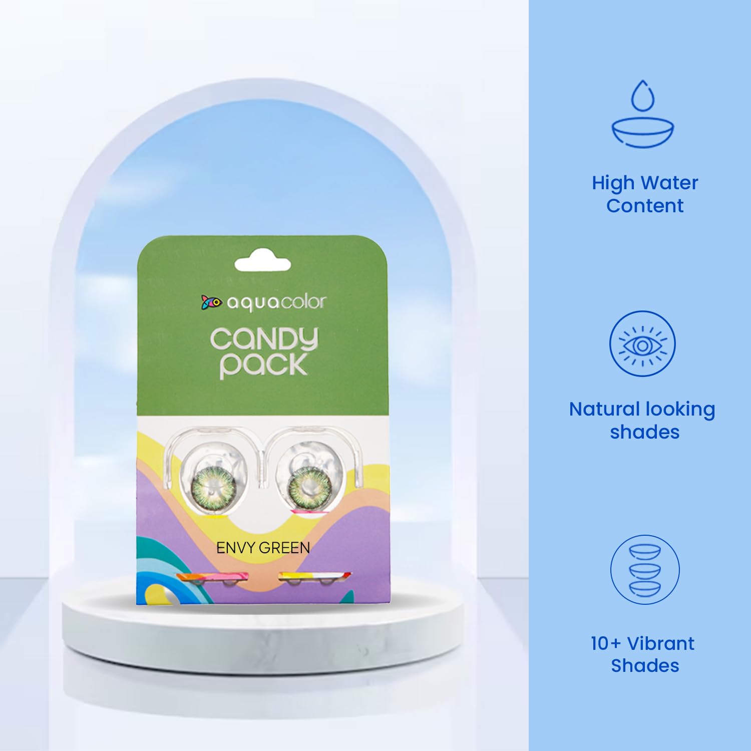 Aquacolor Envy Green Candy Pack Zero Power Colored Lenses (2 Lens/Box)