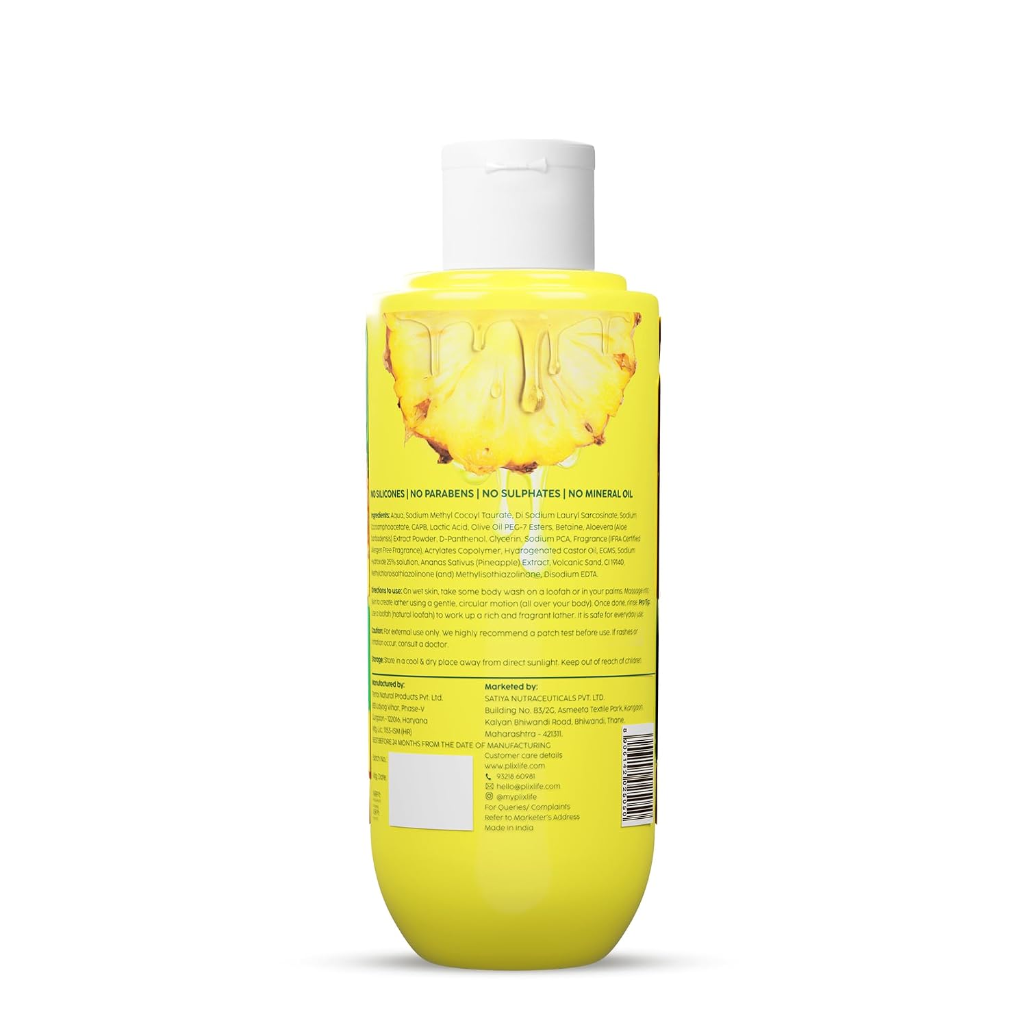 The Plant Fix Plix Pineapple 5% Lactic Acid Exfoliating Body Wash For All Skin Types, Paraben-Free Shower Gel, For Dry, Rough & Strawberry Skin, 236 Ml