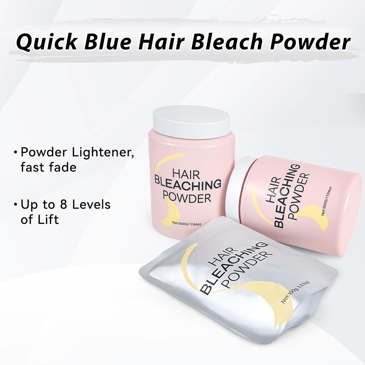Hair Bleach Powder 100g/3.53oz, Professional Lightening Bleach for Hair, Strong & Gentle Bleach Powder for Hair, Lift Up to 8 Levels, Perfect for DIY Blonde Hig