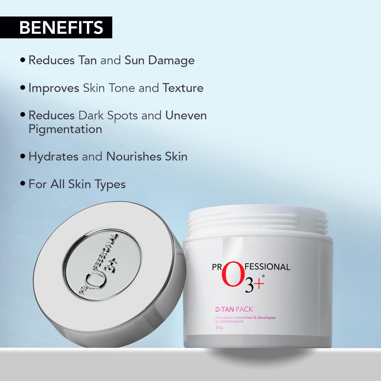 O3+ D-TAN Pack for Instant Tan Removal & Sun Damage Protection Infused with Mint and Eucalyptus Oil Ideal for All Skin Types