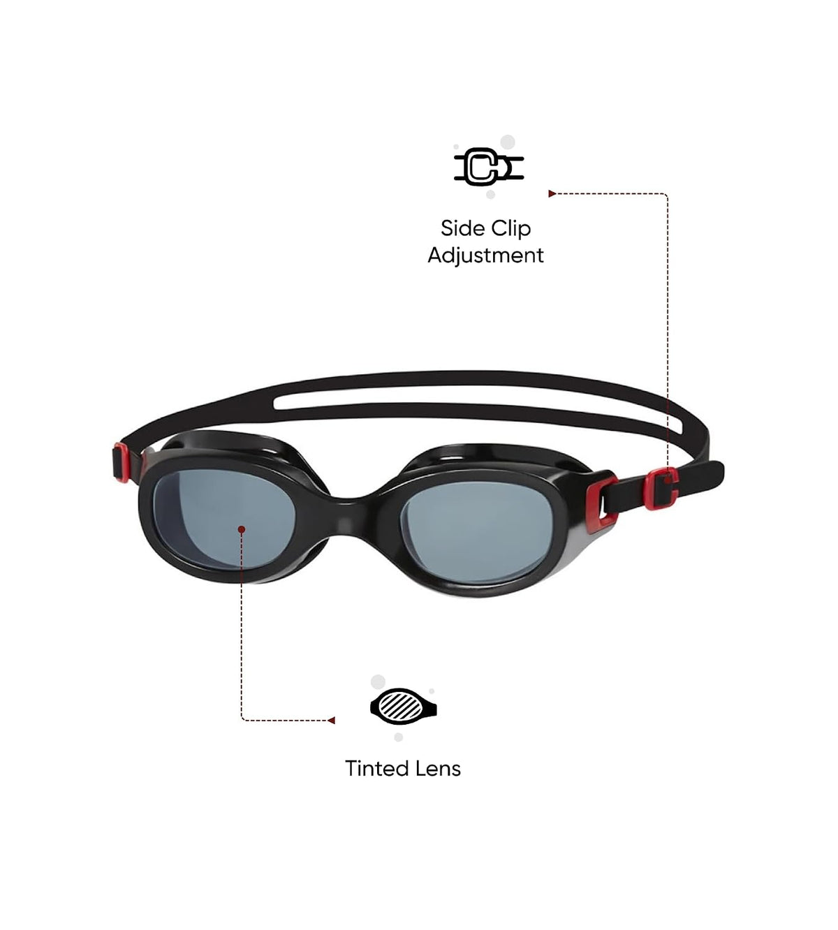 Speedo Unisex-Adult Futura Classic Goggles Red/Smoke