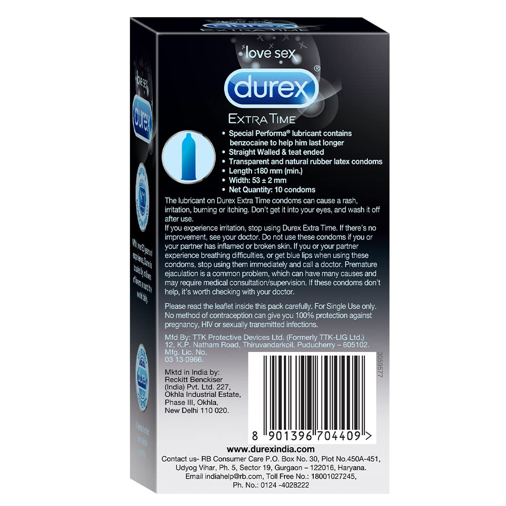 Durex Condoms, Extra Time - 10 Count 1 count (Pack of 1)