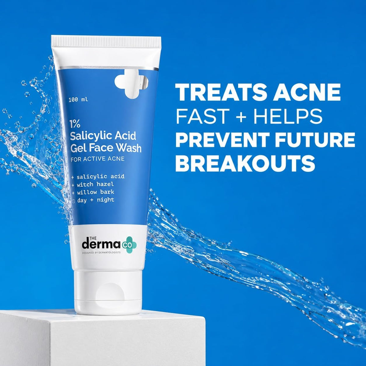 The Derma Co 1% Salicylic Acid Gel Face Wash with Salicylic Acid & Witch Hazel for Active Acne - 100 ml 100 ml (Pack of 1)