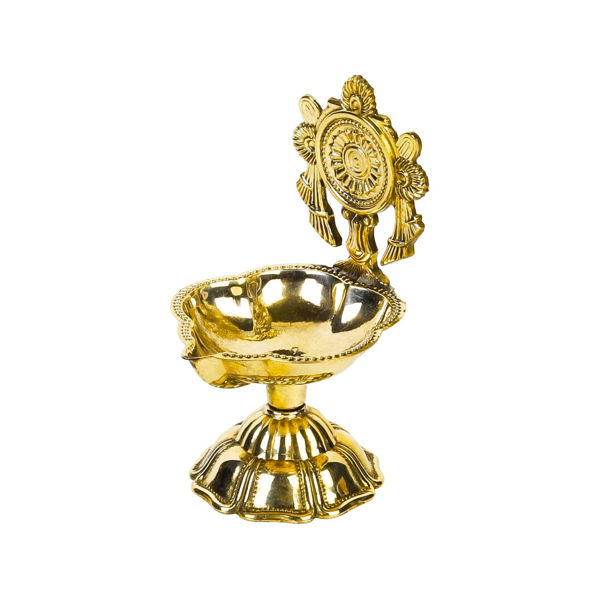 Klassic 4.5 Inch Swastik Akhand Diya with Borosilicate Glass Shade | Pure Brass Oil Lamp for Mandir, Daily Puja, Pooja Room, Diwali, Prayer, Wick Holder Festive