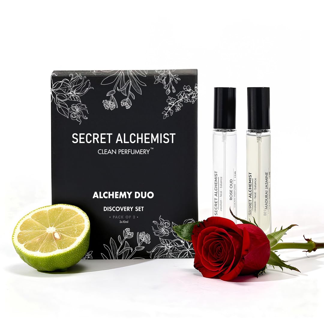 Secret Alchemist Clean Perfume Duo Discovery Set – 10ml x 2 Long Lasting Unisex EDP Gift Set for Women & Men | Floral & Fresh | High Concentration, Travel Size,