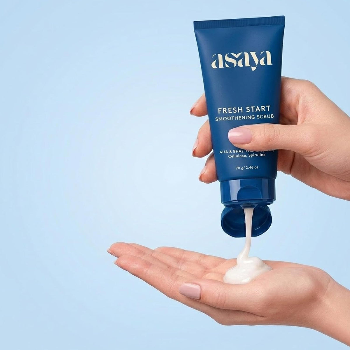 Asaya Fresh Start Smoothening Scrub | Face Exfoliator for Instant Glow-Up | Exfoliating Face & Body | AHA BHA | Dead Skin Remover for Pores, Blackheads & Uneven