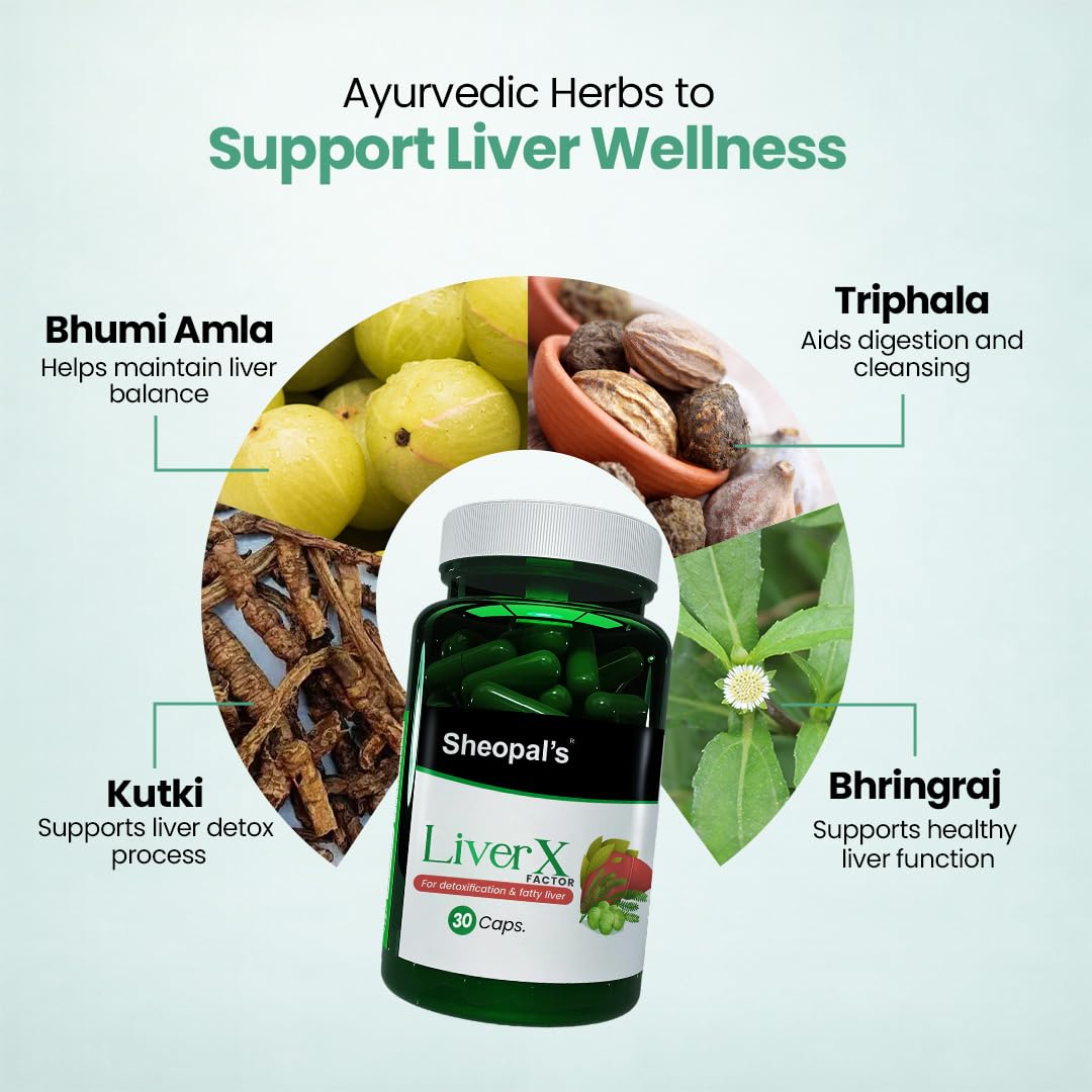 Sheopal's Liver X – Ayurvedic Liver Detox Supplement with Kutki – Supports Liver Health & Fatty Liver Management – 30 Vegetarian Capsules